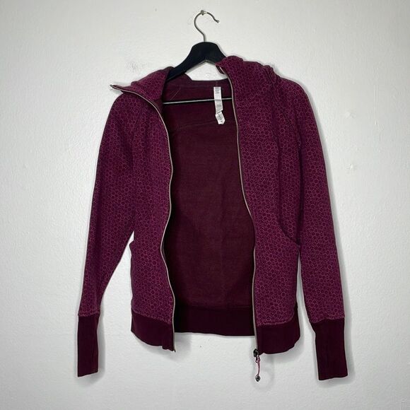 Lululemon Scuba Stretch Striped Printed Plum Long Sleeve Full Zipper Hoodie Sz 2 - Picture 7 of 8